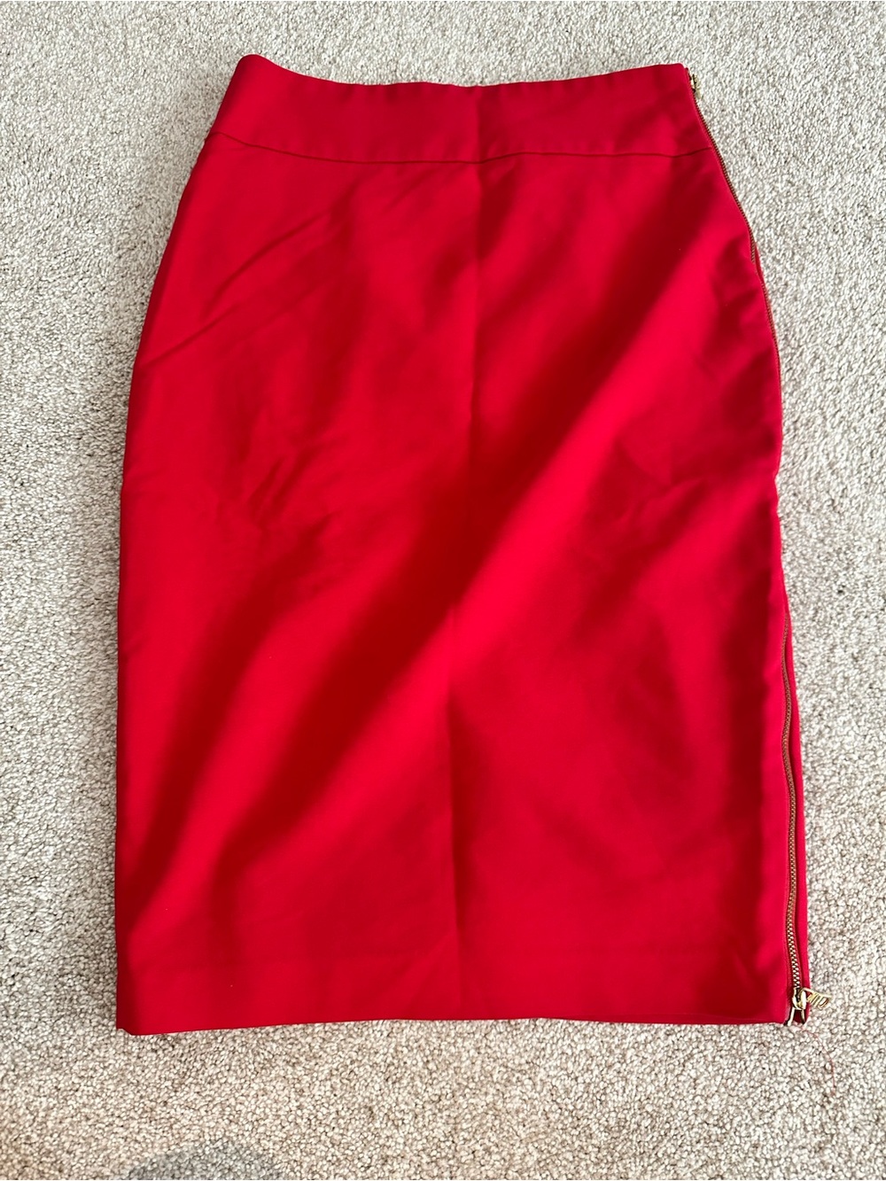 Express Red Pencil Skirt with Side Zip Detail
